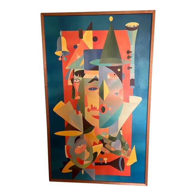 Abstract Cubist Oil Painting Russian Artist Prager N. Kononov Title of Painting “Gerschwin” For Sale