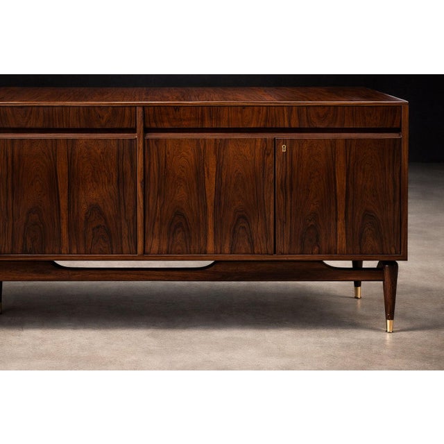 Giuseppe Scapinelli Rosewood Credenza With Brass Sabots, Brazil, 1950s For Sale - Image 11 of 15