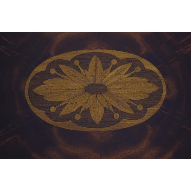 Councill Fixed Tray Flame Mahogany Inlaid Cocktail Coffee Table For Sale - Image 10 of 15