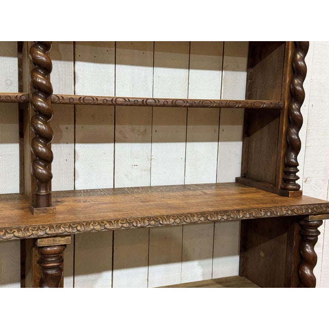 Antique Oak and Fir Wood-Paneled Bookcase, 1900s For Sale - Image 17 of 18