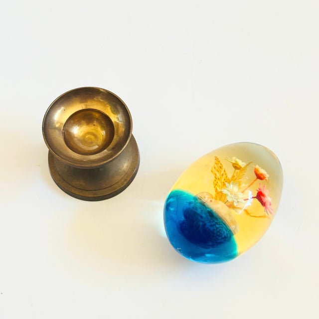 Lucite Egg on Brass Stand For Sale In San Francisco - Image 6 of 6