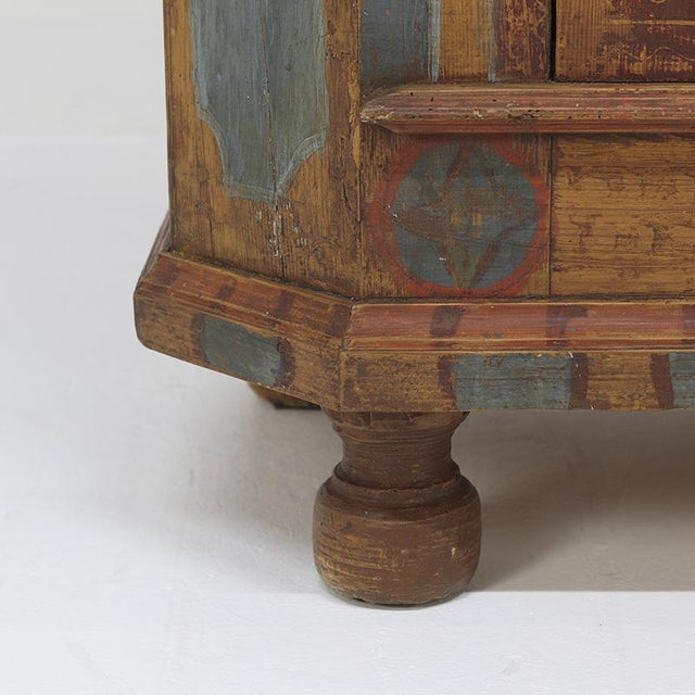 Rustic Farmhouse Folk Art Painted Bridal Cabinet, 1827 For Sale - Image 16 of 17