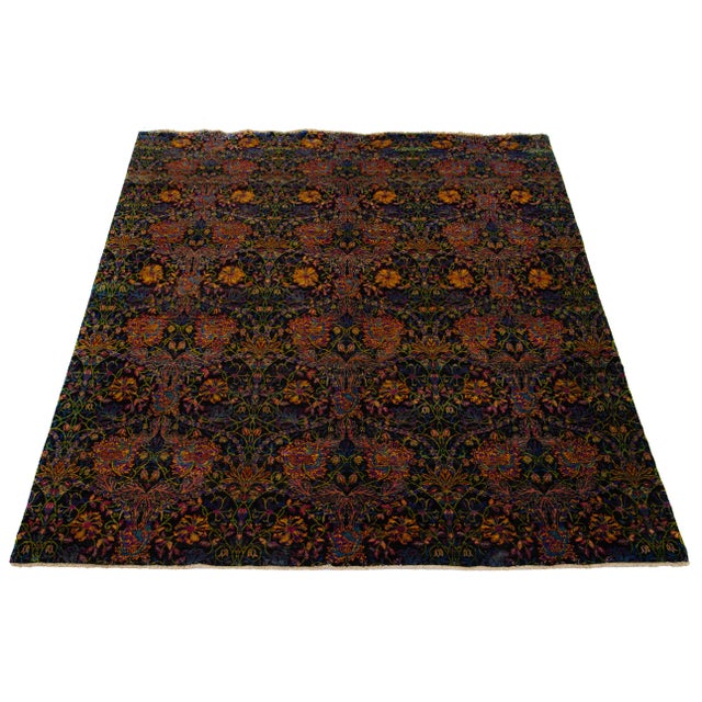 Textile Contemporary Room Size Sari Silk Rug With Multicolored Floral Design For Sale - Image 7 of 7