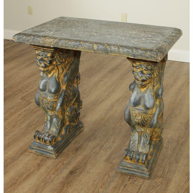 Dazzling cast stone console table Vintage Cast Stone Winged Griffin Console Table Chairish
