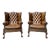 Pair of Leather Wing Back Tufted Chairs on Ball & Claw Feet, English, Ca. 1920. For Sale