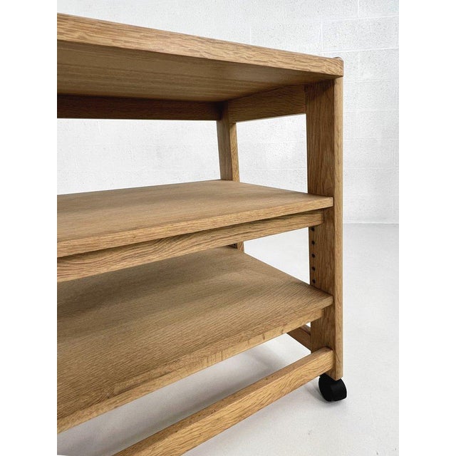 Light Yellow Oak Serving Trolley by Guillerme et Chambron for Votre Maison, 1950s For Sale - Image 8 of 10