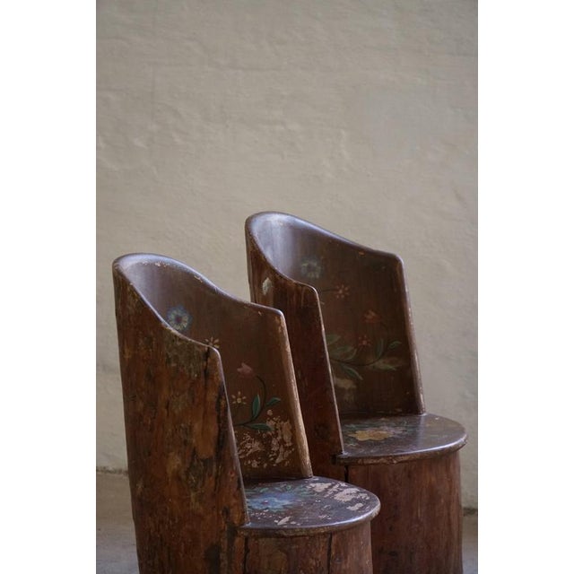 Swedish Folk Art Stump Chairs, 1890s, Set of 2 For Sale - Image 4 of 18