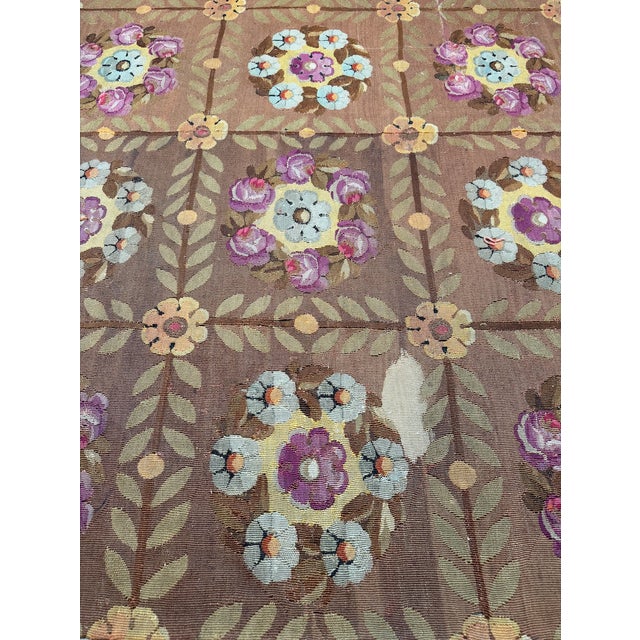 8th Century French Aubusson Floral Rug Fragment - 4'9'' X 6'6'' For Sale - Image 9 of 10