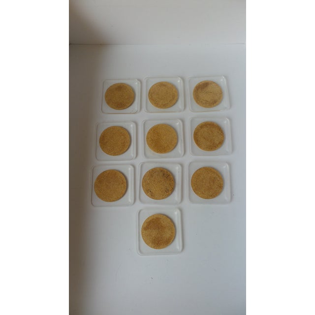 Late 20th Century Late 20th Century Acrylic and Cork Coasters - Set of 10 For Sale - Image 5 of 6