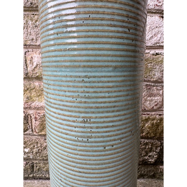 Blue Ceramic Pottery Vase For Sale - Image 4 of 12