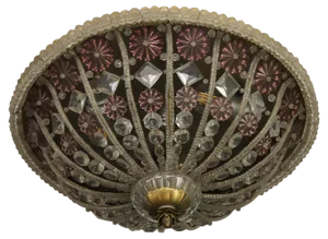 Hollywood Regency Style Crystal Glass Flower Flush Mount or Wall Lamp, 1950s