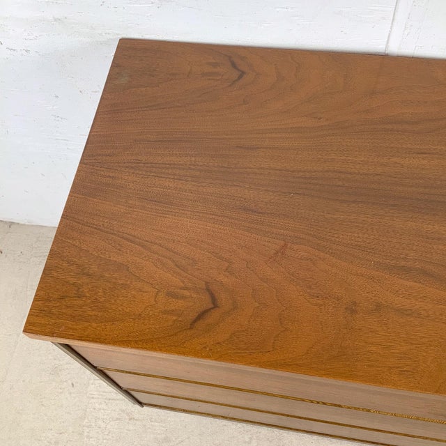 Bassett Mid-Century Modern Bassett Walnut 3-Drawer Chest, C. 1960s For Sale - Image 4 of 12