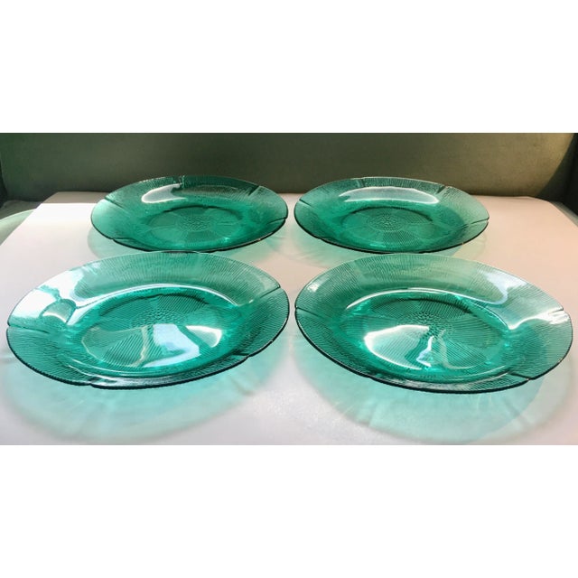 Vintage Forte Crisa Green Glass Plates- Set of 4 For Sale - Image 11 of 13