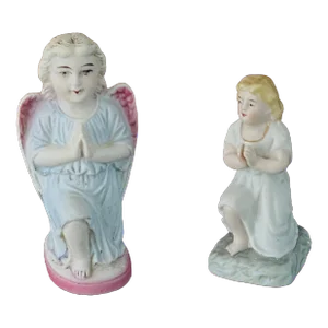 Antique Biedermeier Small Angels Figurines- Set of 2