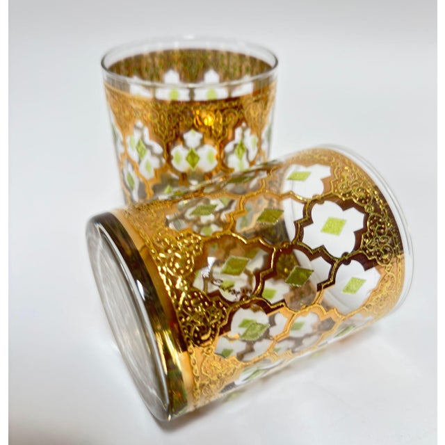 Vintage Set of 4 Old Fashioned Valencia by Culver With 22-Karat Gold For Sale - Image 9 of 12