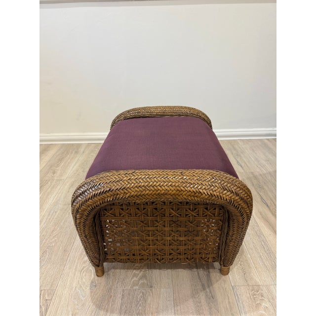 French Vintage Wicker Armchair With Ottoman by Chez Pluie For Sale - Image 11 of 12
