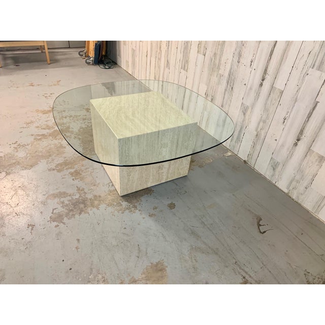 Tan Travertine Cube Coffee Table For Sale - Image 8 of 10