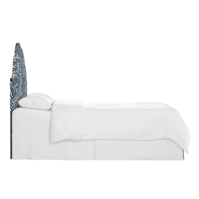 Transitional King Halsted Headboard in Washed Zebra Blue Oga For Sale - Image 3 of 6