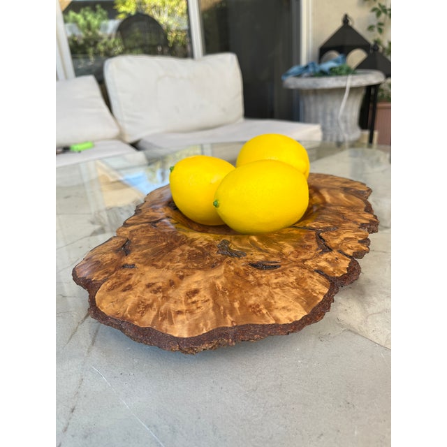 Organic Modern Hand-Turned Natural Edge Sugar Maple Burl Centerpiece Bowl - 12.5x9.5 Inches For Sale In Denver - Image 6 of 12