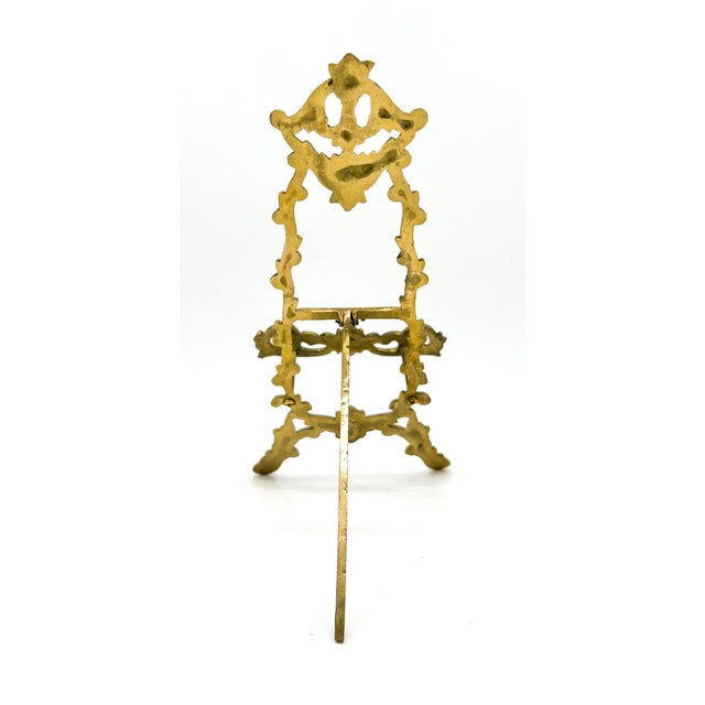 Metal Vintage Ornate Floral Brass Display Easel — Rococo Revival / Hollywood Regency / French Traditional For Sale - Image 7 of 9
