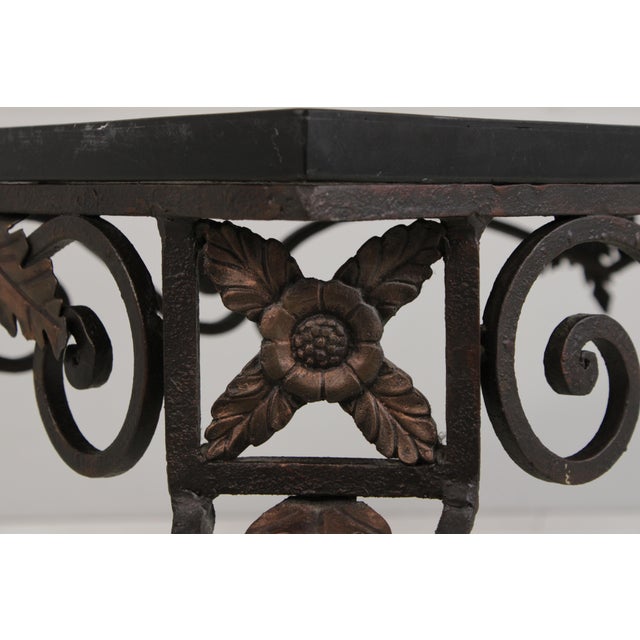 Gold Wrought Iron Base Marble Top Console Table For Sale - Image 8 of 16