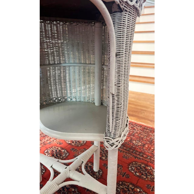 White White Wicker Console Table - Heywood Wakefield - Chicago For Sale - Image 8 of 11