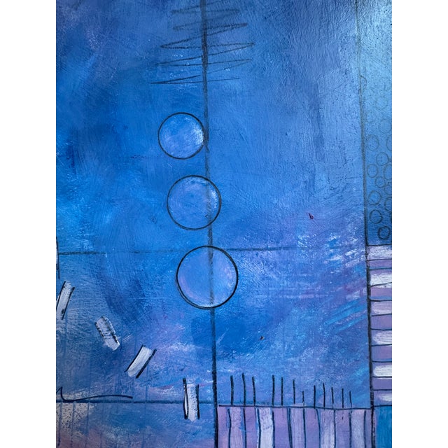 Contemporary “Blue Harbor” Original Oil Painting by Paula DeStefanis For Sale - Image 3 of 10