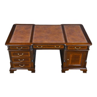 Banded Mahogany Partners Desk For Sale