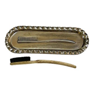 Late 19th Century Victorian Silverplated Toothbrush Tray & Brush Set by James W. Tufts Co, Boston For Sale