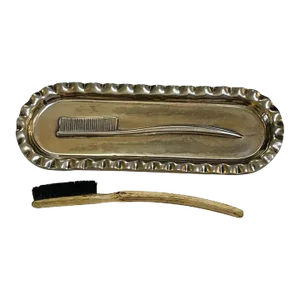 Late 19th Century Victorian Silverplated Toothbrush Tray & Brush Set by James W. Tufts Co, Boston