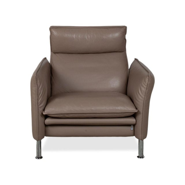 Brown Taupe Leather Porto Armchair with Manual Function from Erpo For Sale - Image 5 of 5
