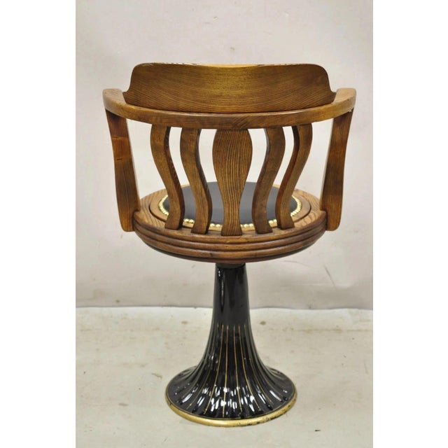 Antique Jb Van Sciver Oak Wood Swivel Ship Captains Courthouse Bankers Arm Chair For Sale - Image 10 of 12
