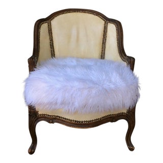 Vintage Leather & Faux Fur Club Chair For Sale