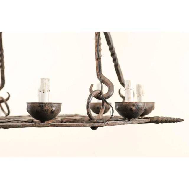 Mid 20th Century French Forged Iron Chandelier For Sale - Image 10 of 11
