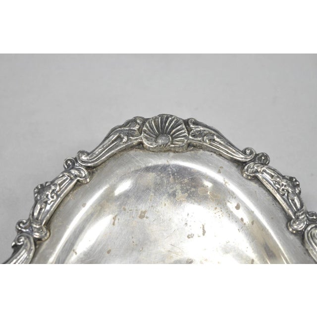 Silver Vintage Victorian Style Silver Plated Oval 13.5" Trinket Serving Dish (A) For Sale - Image 8 of 17