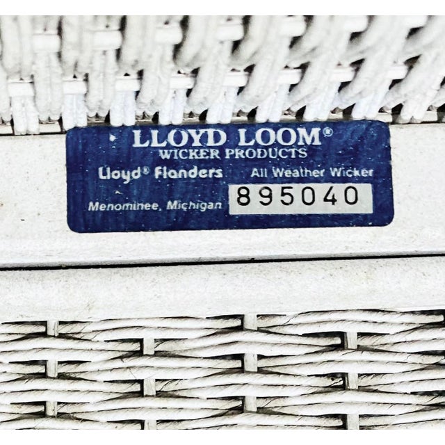 Vintage Lloyd Looms - 3 Piece Wicker Set: Sofa, Rocking Chair, Foot Stool/Side Table, 3 Pieces For Sale - Image 16 of 17