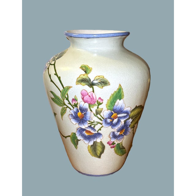 Gumps Vintage Hand Painted Floral Vases - Gump's of San Francisco For Sale - Image 4 of 8