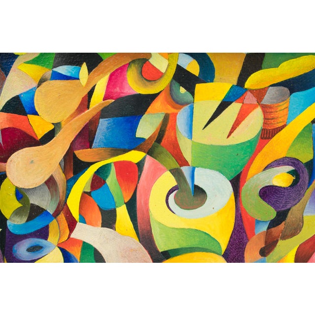 "Twist" Colorful Abstract Post-Cubist Oil Painting by A. Rigollot For Sale In Atlanta - Image 6 of 13