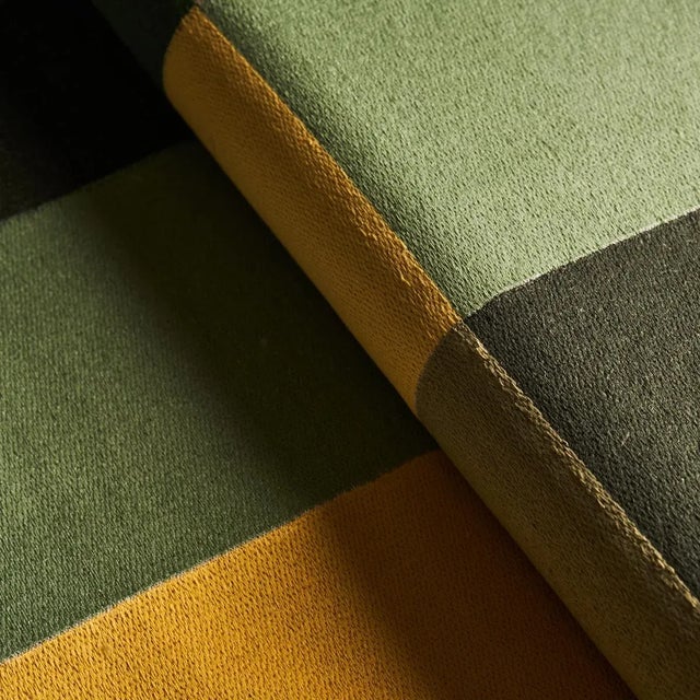 Schumacher Sample - Schumacher X David Kaihoi Embroidered Tile Fabric in Green For Sale - Image 4 of 4