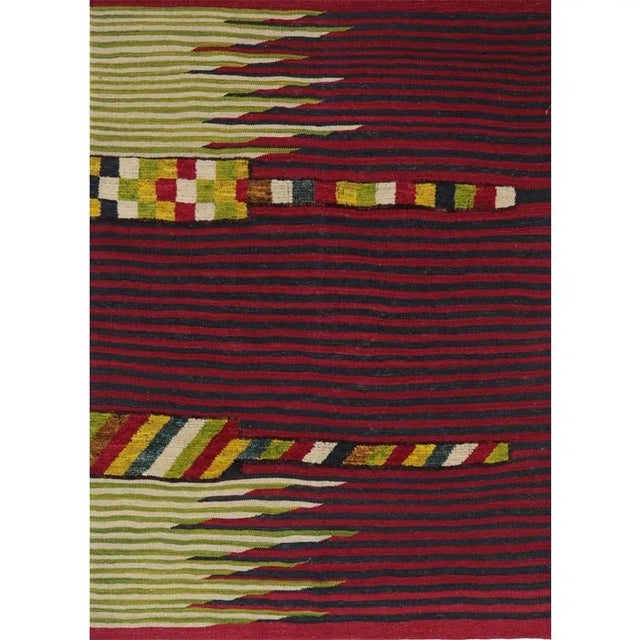 Handwoven Scandinavian Style Persian Kilim Area Rug - 4′3" × 5'10″ For Sale - Image 9 of 9