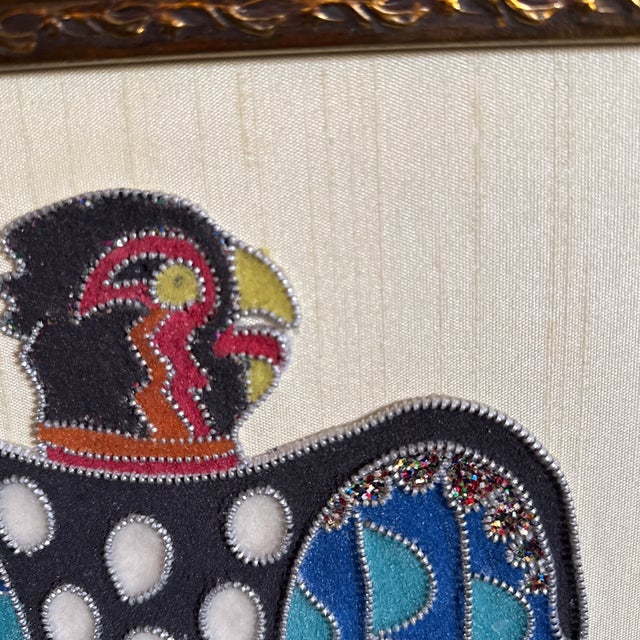 Amazing Fun Colorful Folk Art Piece of Bird Art, Zipper and Sand Art by Artist Hazel Sprinkle For Sale - Image 4 of 8