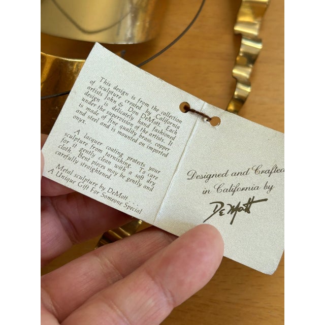 Vintage Modernist John DeMott Brass Sailing Ship Wall Sculpture - Signed & Original Label For Sale In San Francisco - Image 6 of 9