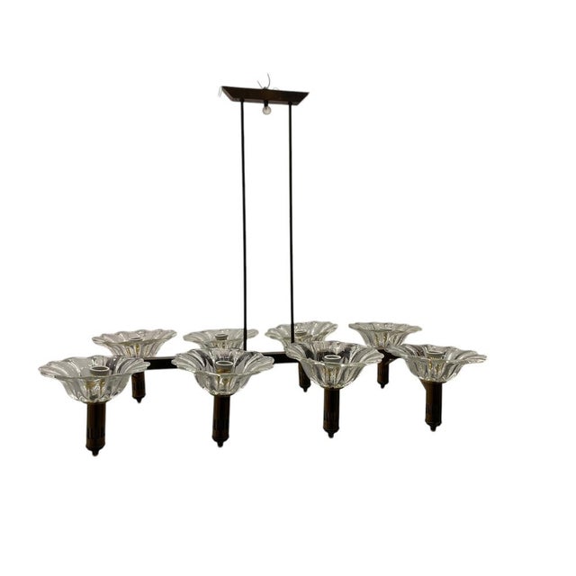Large Rectangular Bronze Chandelier, 1940s For Sale - Image 12 of 12