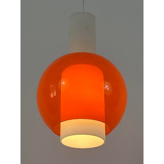 Mid-Century Pendant Lamp in Metal and Opaline Glass from Bünte & Remmler, Germany, 1960s For Sale - Image 4 of 18