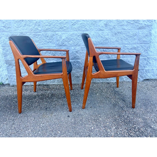 Black Mid Century Danish Ella Chairs in Teak Attributed to Arne Vodder for Vamo Sønderborg, 1960s, Set of 6 For Sale - Image 8 of 12