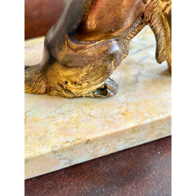 Pair of Cast Brass Sporting Dog Bookends on Marble Bases For Sale - Image 4 of 12