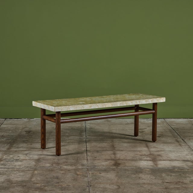 Off-white t.h Robsjohn Gibbings Capiz Shell Coffee Table for Widdicomb For Sale - Image 8 of 12
