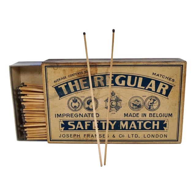 Large Antique Regular Safety Match Advertising Matchbox, 1920 For Sale