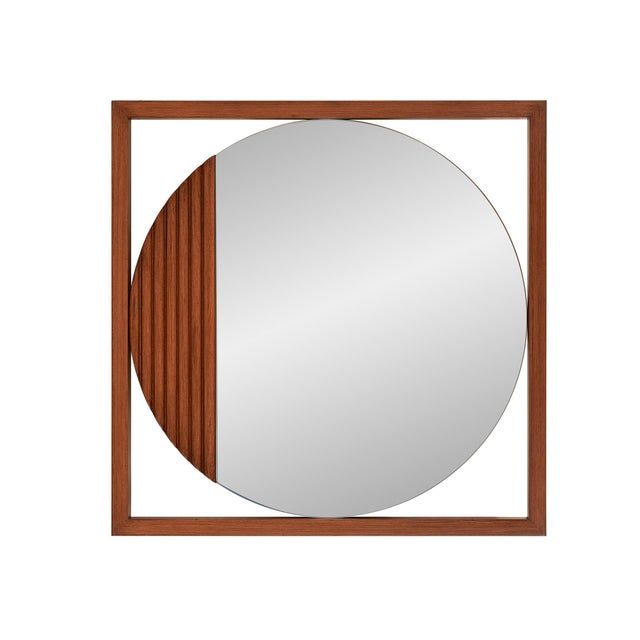 The Dirken Wooden Framed Mirror is a striking blend of modern geometry and warm, organic texture. Set within a square...