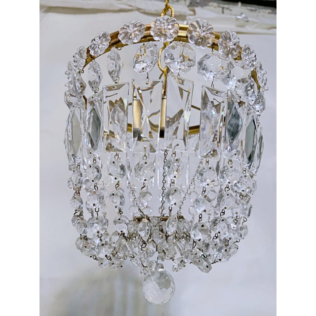 Vintage Hollywood Regency Crystal Basket Chandelier For Sale In New York - Image 6 of 10